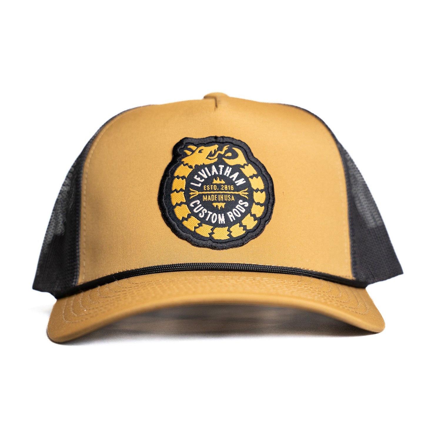 Ouroboros Logo Trucker Mesh Baseball Cap - Gold - Leviathan Rods