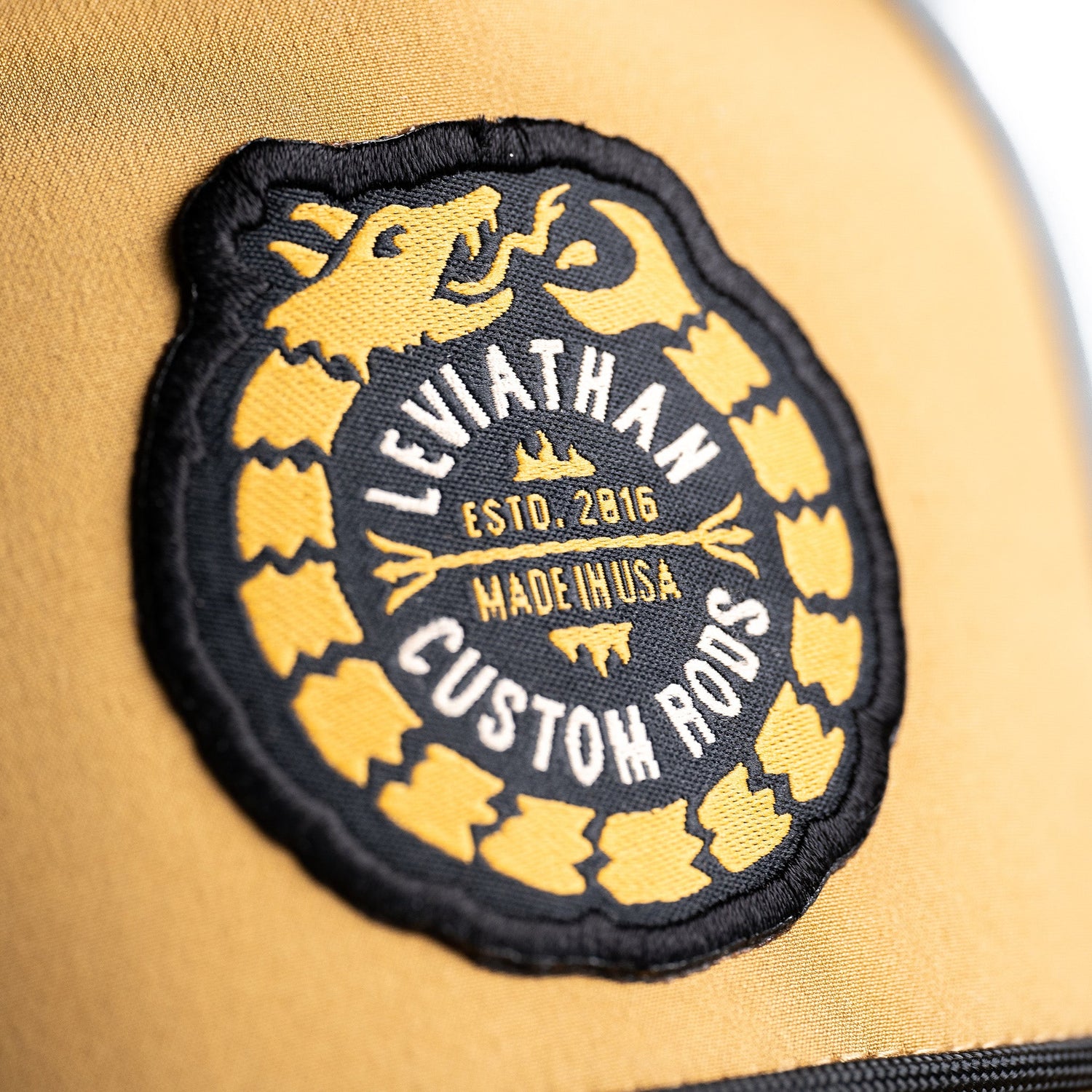 Ouroboros Logo Trucker Mesh Baseball Cap - Gold - Leviathan Rods