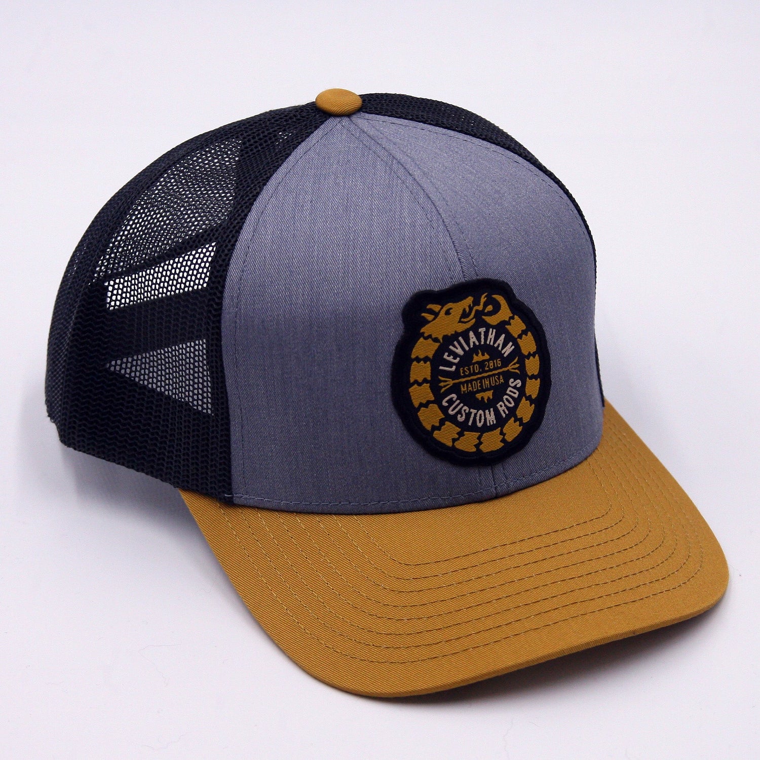 Ouroboros Logo Trucker Mesh Baseball Cap - Grey - Leviathan Rods